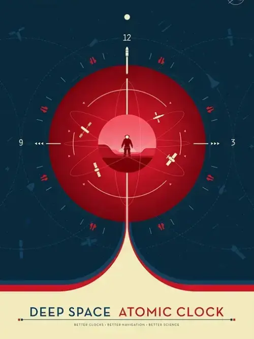 Deep Space Atomic Clock Nasa - Red Poster