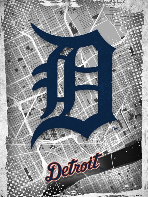 Detroit Tigers Major Basketball League City Maps Crests Poster