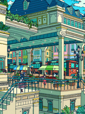 Evergarden Train Station Pop Pastel Poster