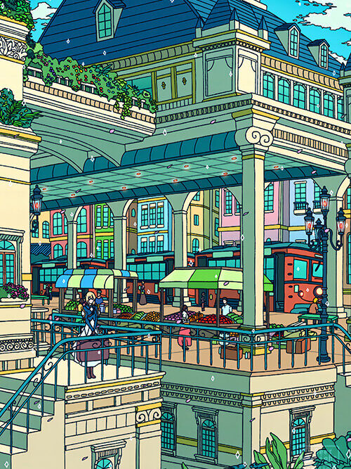 Evergarden Train Station Pop Pastel Poster
