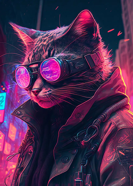 Cyberpunk Human Cat Poster