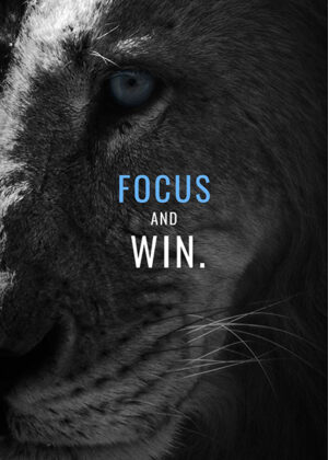 Focus and win animal motivational Poster