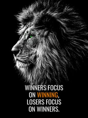 Focus on Winning animal motivational Poster