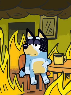 Funny relaxed Dog house on fire Poster