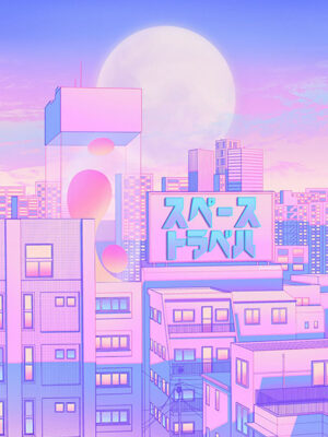 Future City Nostalgia City Pop Pastel Poster