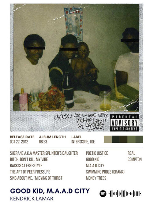 Good Kid MAAD City By Kendrick Lamar Album Poster