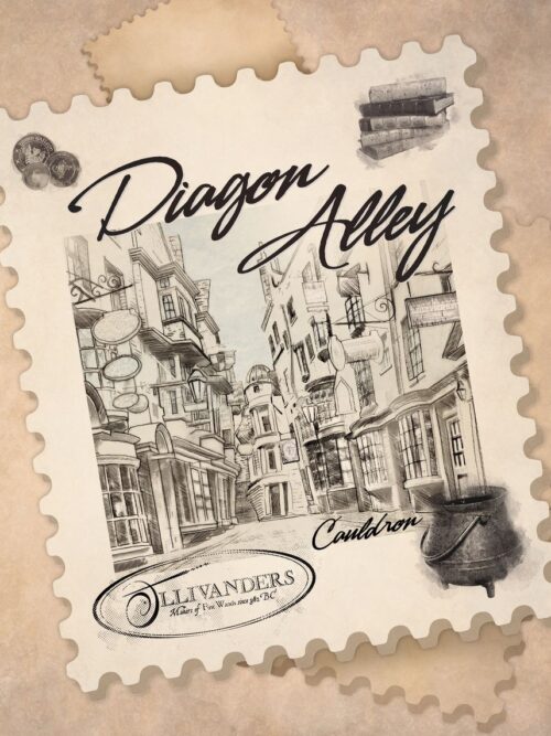 Harry Potter Diagon Alley Postcard Stamp Poster