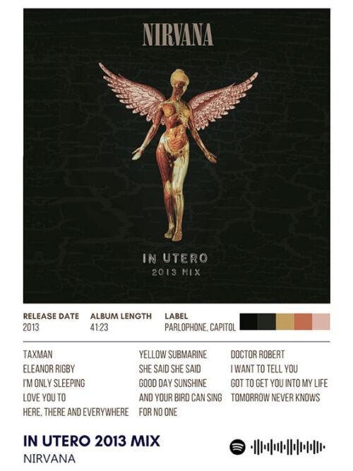 In Utero 2013 Mix By Nirvana Music Album Poster