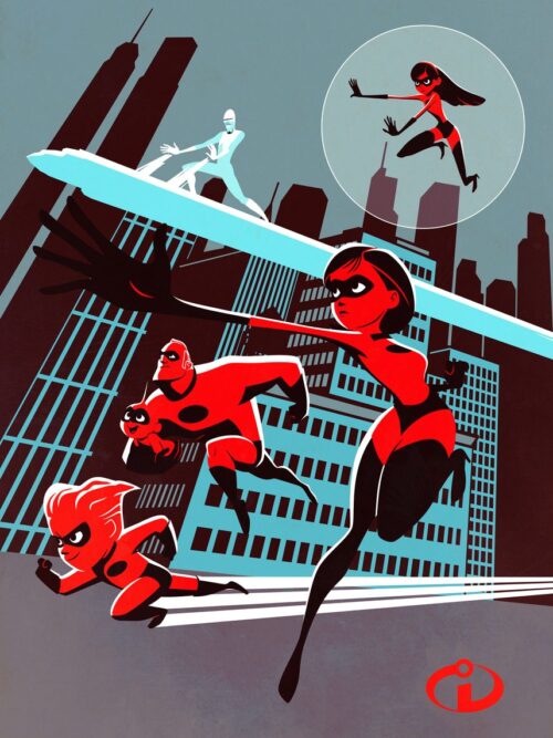 Incredibles Retro Group Poster