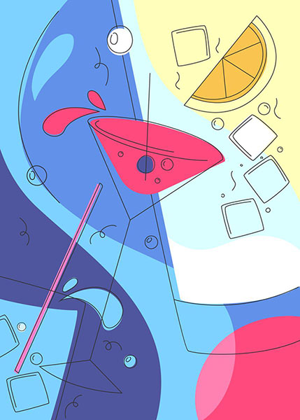 llustration with different cocktails in doodle style Abstract Poster