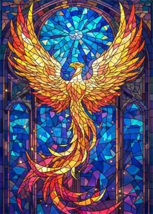 Majestic phoenix spreads its fiery wings symbolizing rebirth and immortality Poster