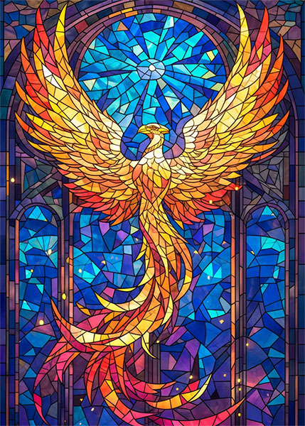 Majestic phoenix spreads its fiery wings symbolizing rebirth and immortality Poster
