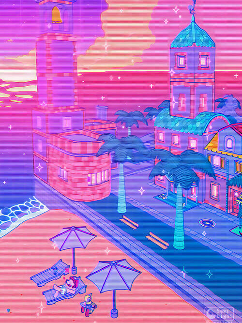Mario Sunshine Plaza Pop Pastel Poster