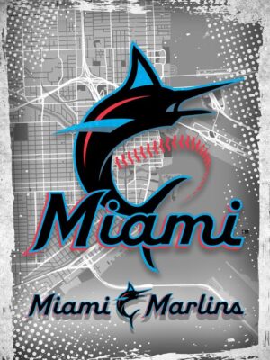 Miami Marlins Major Basketball League City Maps Crests Poster
