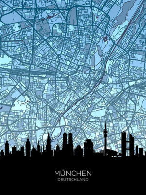 Munchen Skyline Deutschland Maps Poster