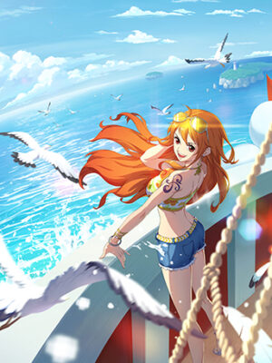 Nami and Thousand Sunny One Piece Poster