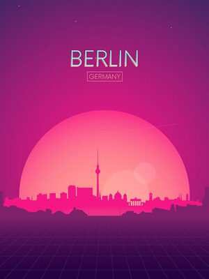 Neon Berlin Skyline Poster