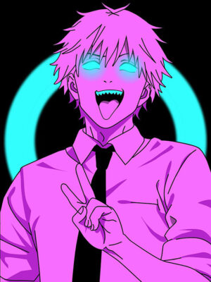 Neon Denji Chainsaw Man Poster