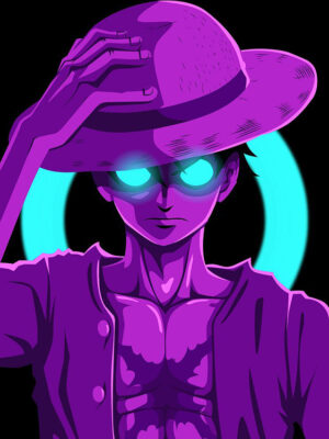 Neon Luffy Monkey One Piece Poster