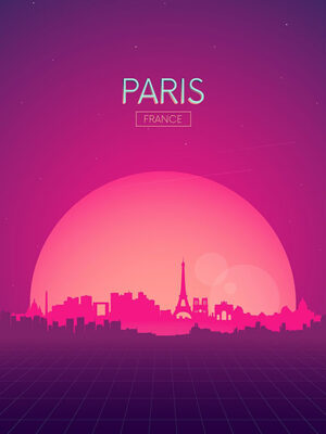 Neon Paris Skyline Poster
