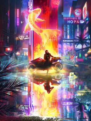 Neon Reflection Cyberpunk 2077 Video Game Poster
