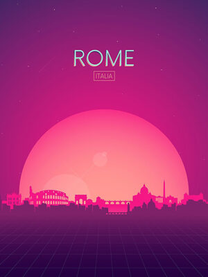 Neon Rome Skyline Poster