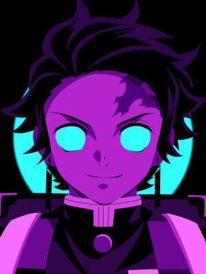 Neon Tanjiro Kamado Demon Slayer Poster