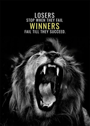 Winners fall when they succeed animal motivational Poster