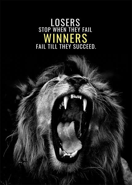 Winners fall when they succeed animal motivational Poster