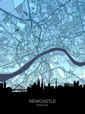 New Castle Skyline England Maps Poster