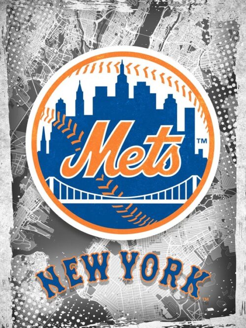 New York Mets Major Basketball League City Maps Crests Poster