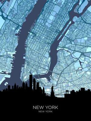 New York Skyline United States of America Maps Poster