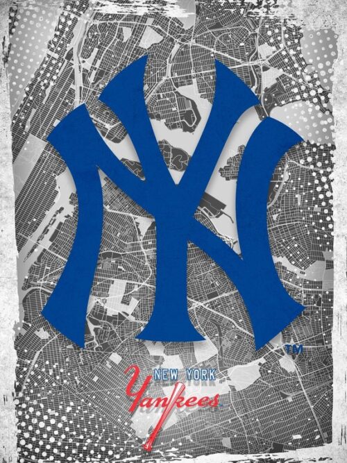 New York Yankees Major Basketball League City Maps Crests Poster