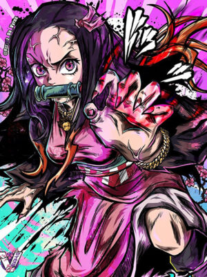 Nezuko Blood art Demon Slayer Comic Poster