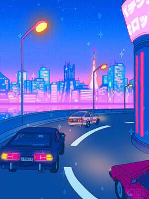 Night Drive Pop Pastel Poster