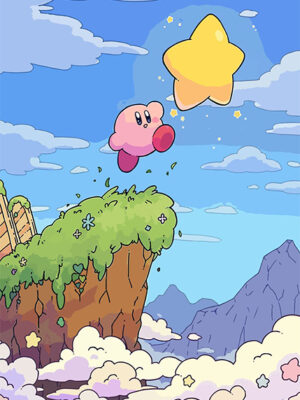 Nintendo Kirby Jumping to the star Poster