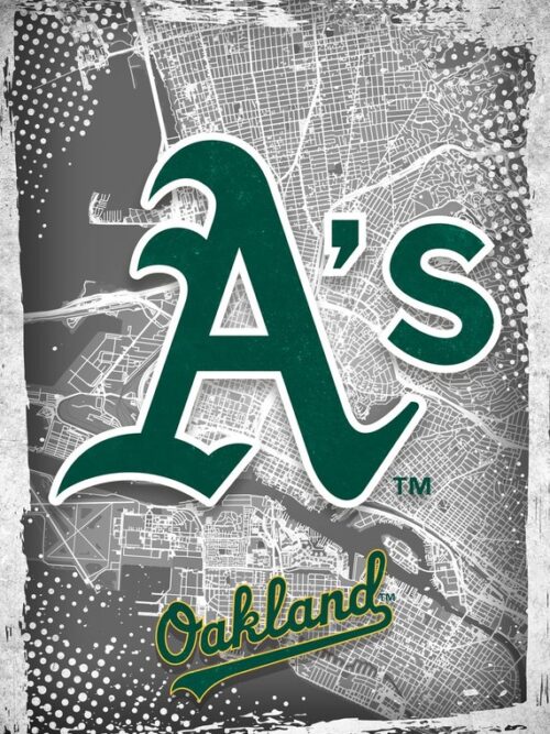 Oakland Athletics Major Basketball League City Maps Crests Poster