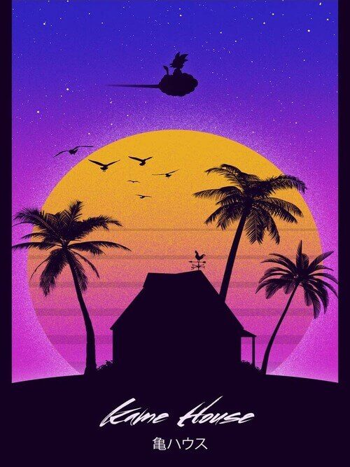 Kame House Dragon Ball Retro Poster