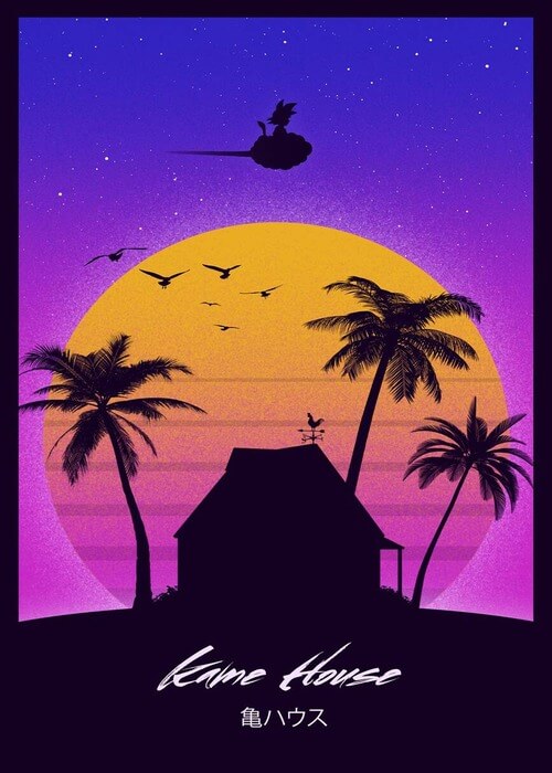 Kame House Dragon Ball Retro Poster