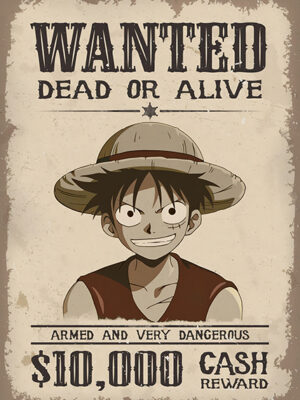 One Piece Luffy Wanted anime Poster