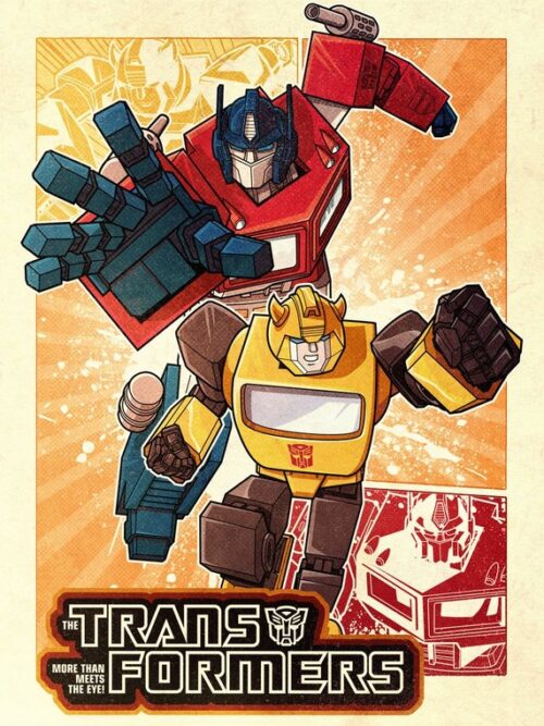 Optimus Bumblebee Comic Transformers Poster