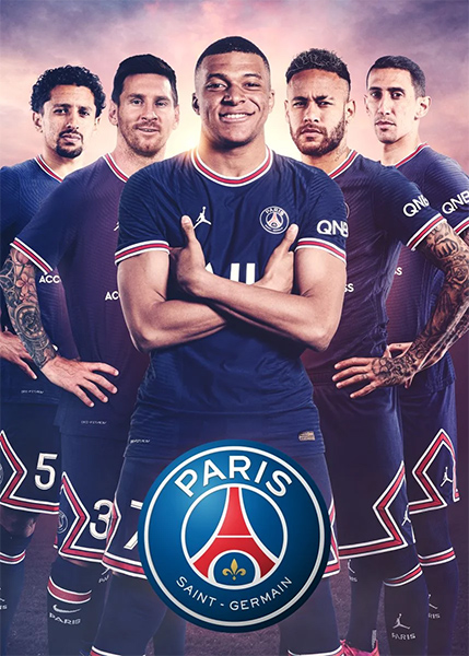 Paris Saint Germain Mbappe squad Football Sports Poster