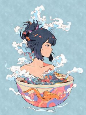 Ramen Kawaii Anime Girl Poster