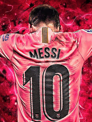 Red Carbon Lionel Messi Soccer Poster