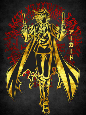 Red Golden Alucard anime Poster