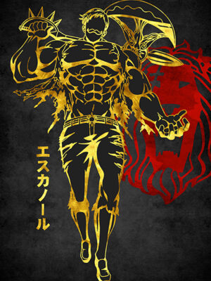 Red Golden Escanor Seven Deadly Sins anime Poster
