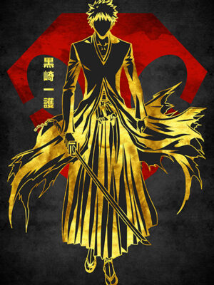 Red Golden Ichigo Bleach anime Poster