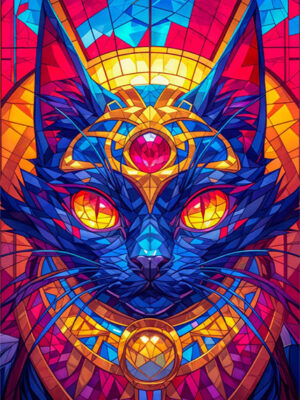 Regal Majestic cat adorned with vibrant colors Poster