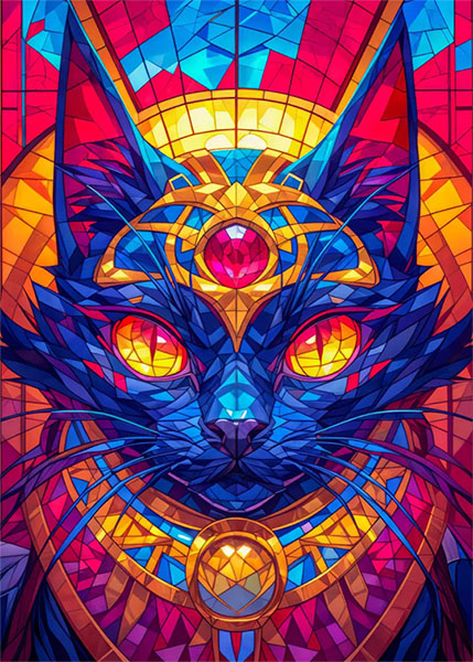 Regal Majestic cat adorned with vibrant colors Poster