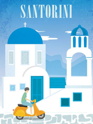 Santorini Greek island in the Cyclades Travel Poster